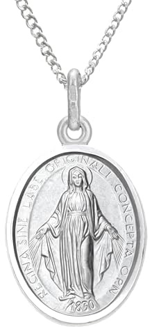 Alexander Castle Solide 925 Sterling Silber Wundertätige Medaille Katholische Halskette - 16mm x 12mm Wundertätige Medaille mit 18 925 Sterling Silber Kette & Schmuck Geschenk-Box