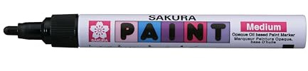 SAKURA Paint Marker Medium Black - Permanent Quick-Drying Marker for Multi-Surfaces - 2 mm Line - Durable Aluminium Barrel - Pigment Solvent-Based Ink - 142 mm Length