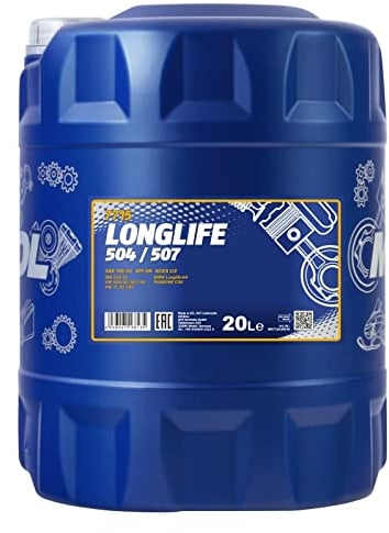 MANNOL 7715Long Life 504/507 SAE 5W-30 API SN ACEA C3 Huile moteur entièrement synthétique pour moteurs essence et diesel (longue durée de vie jusqu'à 30 000 KM) (20 L)