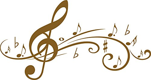 GRAZDesign Wandtattoo Musik Wohnzimmer Jugendzimmer Musikraum | Wandaufkleber Notenschlüßel - 94x50cm / 091 gold
