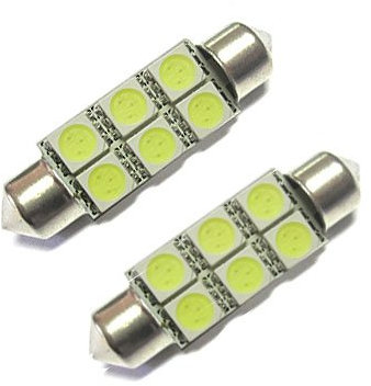Xenon LED Light Bulbs 39MM - 239 - 272 Number Plate Interior Light 6 SMD White x 2 Pack