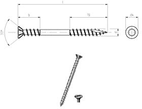 JD Plus Terrassenschrauben A2 | Abmessung: 5,0 x 50mm VE = 200 Stück | Senkkopf mit I-Stern T25, Schneidkante