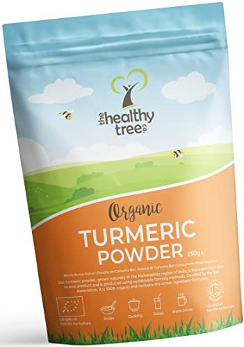Organic Turmeric Powder by TheHealthyTree Company - Great in Soups, Juices, Curry and Vegetarian Dishes - Pure Vegan Turmeric Curcumin Root (250g)