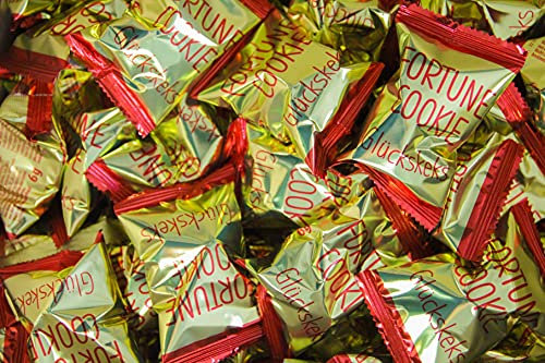 50 Glückskekse je 6g, einzeln in Goldfolie verpackt + ein kleiner Glücksanhänger gratis