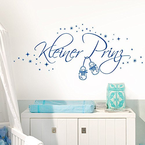 Wandaro Wandtattoo Kinder Sterne Kleiner Prinz I azurblau (BxH) 100 x 37 cm I Kinderzimmer Babyzimmer Jungen Aufkleber Wandsticker Wandaufkleber Buchstaben E034