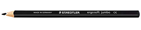 STAEDTLER 158-9 ergo soft jumbo Farbstift, jumbo-Format, ergonomische Dreikantform, rutschfeste Soft-Oberfläche, 12 Stück im Kartonetui, schwarz