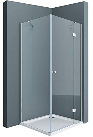 doporro Cabine de Douche en Angle Transparent 80x80x190cm Paroi de Douche Montage Réversible Porte Pivotante Rectangulaire Ravenna05