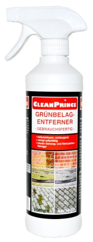 CleanPrince Grünbelag-Entferner gebrauchsfertig 500 ml |Algen Grünspan Grünbelagsentferner Entferner Reiniger Stein Holz Grünbelagentferner