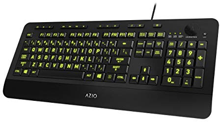 Azio Vision Backlit Usb Keyboard With Large Print Keys And 5 Interchangeable Backlight Colors Kb506
