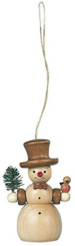 Rudolphs Schatzkiste Christbaumschmuck Baumbehang Schneemann Natur Höhe 8 cm NEU Weihnachten Baumschmuck Holzschmuck Holz Seiffen Erzgebirge Strauchbehang Dekoration