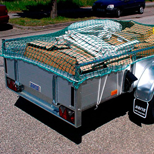 Anhängernetz Wetterfestes Hängernetz Abdecknetz Anhänger Netz Grün Breite 3,00 m x Länge 4,00 m inkl. umlaufender Gummileine Mw. 45 mm Grün geknotet