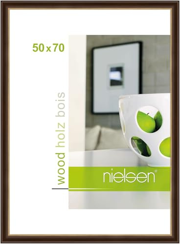 nielsen Holz Bilderrahmen Derby, 50 x 70 cm, Dunkelbraun | Holz Posterrahmen im Hoch- & Querformat zum Aufhängen Dunkelbraun matt Echtglas