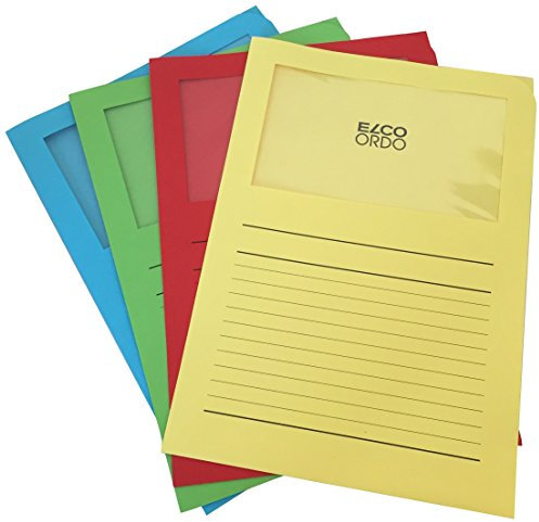 Elco Lot de 100 Pochettes coins classico avec fenêtre 120 g/m² 22 x 31 Couleurs Assorties