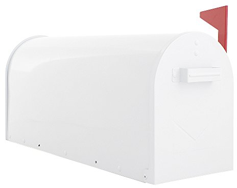 Rottner Briefkasten Mailbox-weiß-inkl. Montagematerial-mit mechanischem Postmelder-für die Montage am Ständer vorgesehen