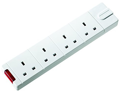 Masterplug - Permaplug Range Four Socket Trailing Socket with Power Switch without Plug and Cable, 13 Amp, White