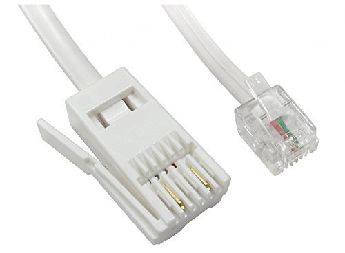 PCSL Brand - BT Plug to RJ11 ~ SKY Satelite Box Telephone/Modem Cable - 5m White, for use with SKY/SKY + / SKY PLUS/SKY HD