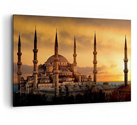 Bilder auf Leinwand 100x70cm Leinwandbild Sonnenuntergang istanbul türkei reise Groß Wanddeko Bild Schlafzimmer Deko Wandbilder Dekoration Wohnzimmer Decor Canvas Wand Kunstdruck Art AA100x70-2846