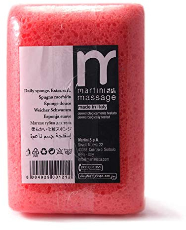 martini SPA - Massage Natural - Éponge douce au toucher en polyuréthane, forme rectangulaire, 14,3 x 9,5 x 5,5 cm, couleur aléatoire assortie, 17 g, 1 unité