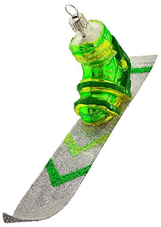 Hamburger Weihnachtskontor - Handbemalte Christbaumfiguren Ski-Schuh gelb/grün