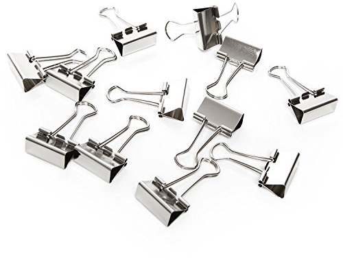 Logbuch-Verlag 12 kräftige Metall Klammern Foldback Clips Büroklammer silber 25 mm Verschluss Geschenkklammer Verpackung