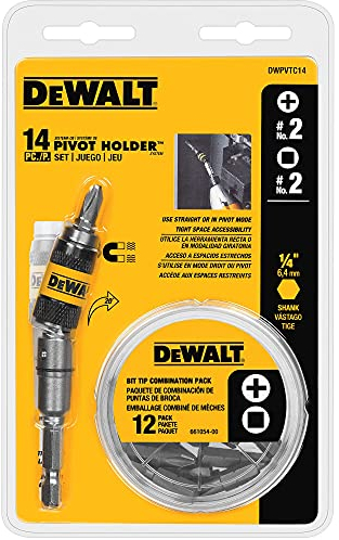 DEWALT Pivot Bit Holder Set, 14-Piece (DWPVTC14), Beige