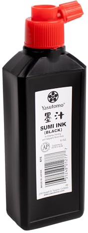 Yasutomo Bokuju Liquid Ink - 6oz Sumi Ink for Calligraphy and Artwork - Black Drawing Ink for use with Japanese Ink Brushes and Dip Pens