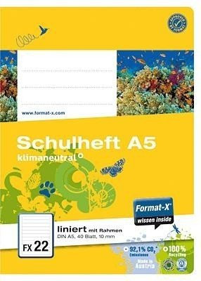 Format-X 070540 10 Schulheft FX22A5, liniert, weiß