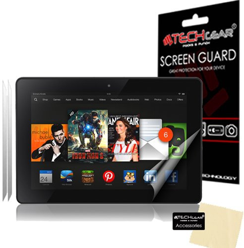 TECHGEAR [Pack of 2] Screen Protectors for Amazon Kindle Fire HDX 7 7.0 inch 2013 - Clear Lcd Screen Protectors With Cleaning Cloth + Application Card (3rd Generation tablet)