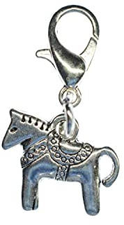Miniblings Dalapferd Dala Pferd Schwedenpferd Schweden Charm Dalahäst schwedisch silber - Handmade Modeschmuck I Kettenanhänger versilbert - Bettelanhänger Bettelarmband - Anhänger für Armband