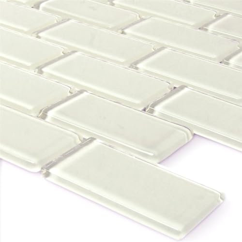 Glasmosaik Fliesen Cunda Brick Weiß Glänzend Badezimmer Wohnzimmer Küche Bad
