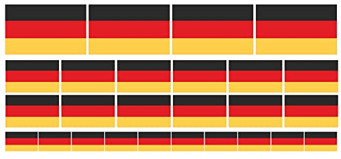 INDIGOS UG - Mini Aufkleber Set - Pack glatt - 4x 51x31mm+ 12x 33x20mm + 10x 20x12mm - Fahne - Germany - Deutschland - Flagge - Banner - Auto, Büro, zu Hause und die Schule - Set of 26 - für Auto