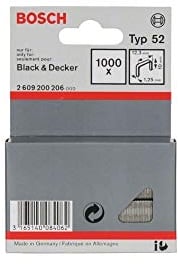 Bosch Accessories Professional 1000x Flachdrahtklammer Typ 52 (Karton, Papier, Folien, 12.3 x 1.25 x 10 mm, Zubehör Tacker)