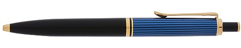 Pelikan Kugelschreiber, schwarz/blau, K400BL縞, Souverän 400, Einziehbar, Fein, 0.7mm, Wasserbasierte Tinte, Mehrfarbig, Beidhändig, Schreiben, 1 Stück