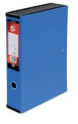 5 Star Box File Lock Spring with Ring Pull and Catch 75mm Spine Foolscap Blue [Pack 5] -FST