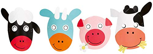 amscan 9900389 Masken Farm Fun, Mehrfarbig, one Size