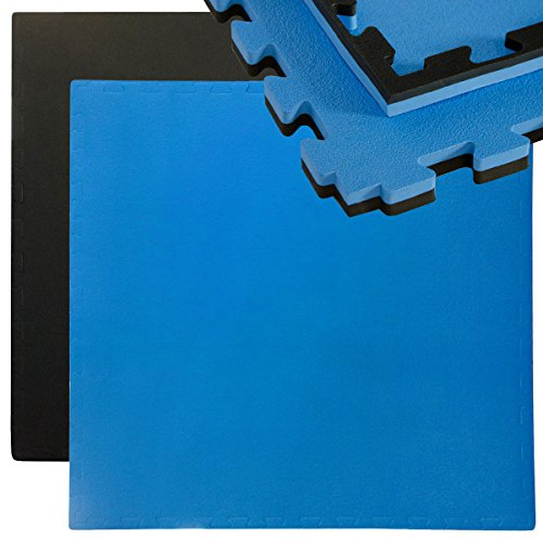 EYEPOWER Extra-Dick: 2,5cm Fitnessmatte 0,8qm Bodenschutzmatte Fitness 90x90cm - Kraftstation Matte Gewichte Hantel Zubehör - Trampolin Matte Puzzlematten Outdoor Sturzmatte Kinder Outdoor