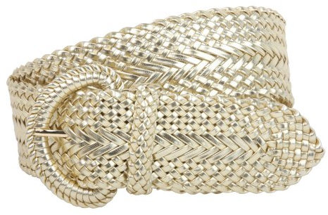 5,1 cm breiter, handgefertigter, weicher, metallischer, geflochtener runder Gürtel Gr. M/L (32/34 Taille), gold