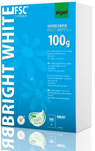 SIGEL IP150 InkJet-Papier A4 ultraweiß, beidseitig bedruckbar, 100 g, 500 Blatt, aus nachhaltigem Papier, Ideal als Bewerbungspapier und hochwertige farbige Ausdrucke
