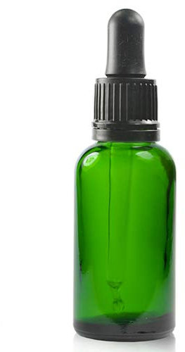 30ml Green Glass Dropper Bottle & T/E Black Pipette - Pack of One
