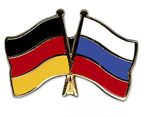 Yantec Pin: Rot, Emaille, Freundschafts-Pin Deutschland-Russland, Anstecknadel