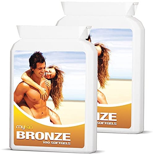 MyTan Bronze Twin Pack Tanning | Over 12-Week Supply | Tanning Pills | Sunless Tan Supplement | 200 Sun Tan Softgels (Pack of 2)