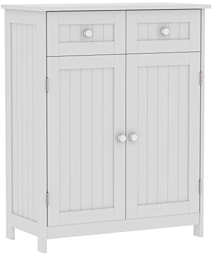 Bath Vida Priano 2 Drawer 2 Door Bathroom Cabinet Storage Cupboard Floor Standing Unit, White