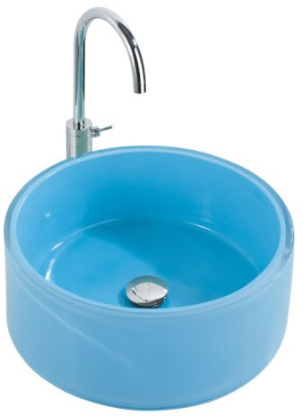 Wenko 18920100 Waschbecken Tropic Blue - mit Pop-Up Abfluss, Polyresin, Ø 43 x 16 cm, hellblau