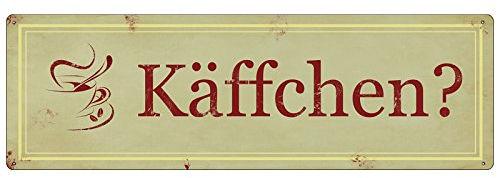 Interluxe METALLSCHILD Shabby Vintage Blechschild KÄFFCHEN? Küche Kaffee Café Deko Geschenk