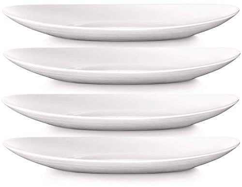 Fitting Gifts Bistro Professional Collection Oval Shaped Prometeo Oversized Serving/Steak Platters in Brilliant White (4 Pieces)