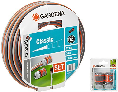 Gardena Wasserschlauch Classic, 1/2 Zoll, 20 m mit Systemteile, orange