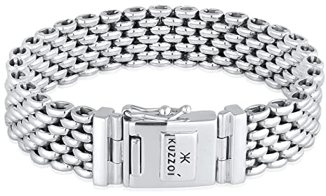 Kuzzoi Silberarmband Herrenarmband aus massivem 925 Silber Breite 18 mm | 335107