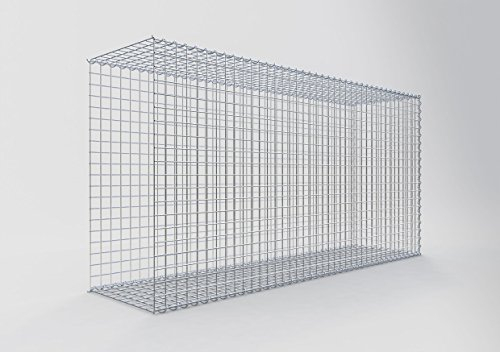 Panier de pierre gabion carré, mailles 5 x 5 cm, profondeur 50 cm, la culture Panier de type 2, spirale Fermeture, galvanisé 200 x 100 x 50 cm