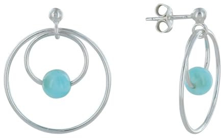 LES POULETTES BIJOUX - Sterling Silber 925 Ohrringe Kreolen und Larimar Perle
