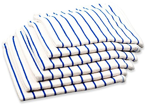 RESPEKT Mikrofaser Geschirrtücher, Trockentücher, Poliertücher, Putztücher und Reinigungstücher für den Haushalt, das Auto UVM. - Mikrofaser Geschirrtücher Set, 40x40 cm (Blau gestreift, 6tlg.)